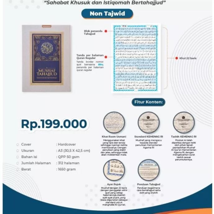 Al Quran Mushaf Tahajjud uk A3 + Standing Besi / Mushaf Tahajud Jumbo
