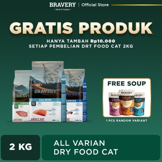 

BRAVERY SALMON KITTEN CAT 2KG - MAKANAN KUCING ORIGINAL