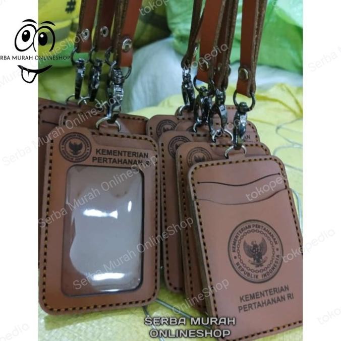 

NEW Holder ID Card Tali Lanyard Name Tag Kulit Asli Logo Kemenhan