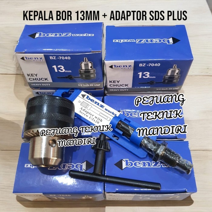 ------] ADAPTOR SDS PLUS + KEPALA BOR 13 MM / DRILL CHUCK 13MM + ADAPTOR SDS
