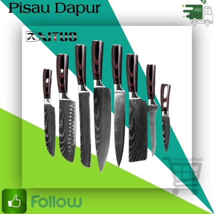 

Berkualitas XITUO Pisau Dapur Set Chef Damascus Pattern Pisau Daging