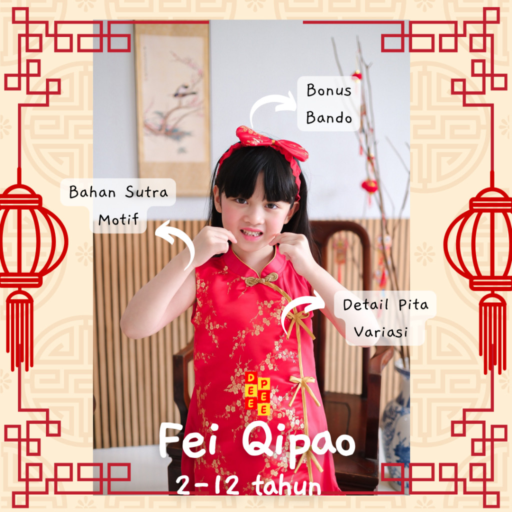 Dress Imlek Anak 11 Taun Baju Dres 2-13 Tahun China Cheongsam 12 14 Tahun Ceongsam Perempuan Pesta C
