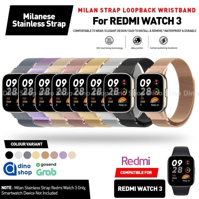 ori - milan stainless strap watch magnet loop tali jam for redmi mi watch 3