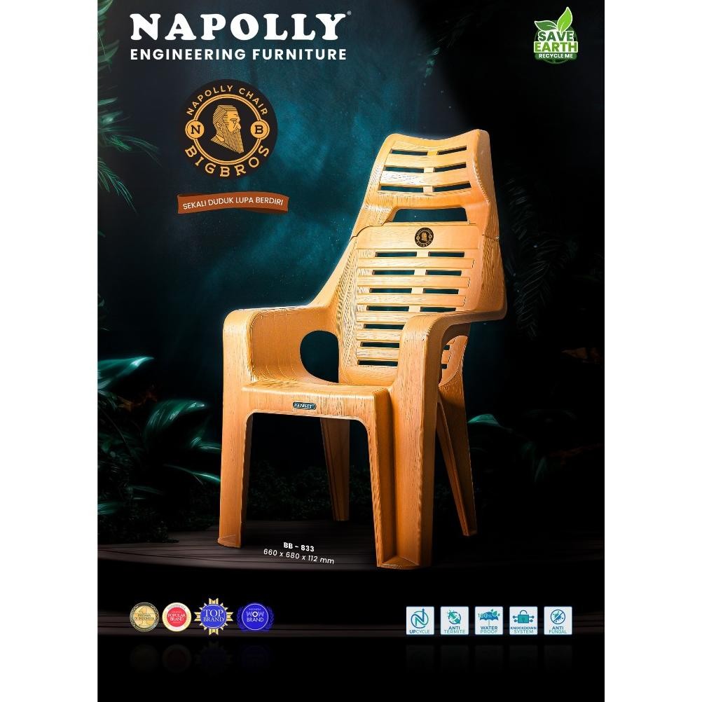 1 Set 2 kursi BB 833 + MAPAN 45 - 1 Set Kursi Santai Sandaran KEPALA / Kursi Santai Plastik Napolly 