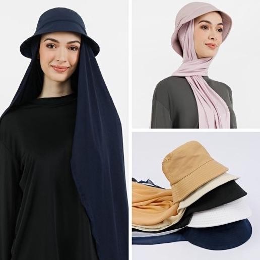 TOPI BUCKET HAT WANITA DEWASA KERUDUNG PASHMINA INSTAN