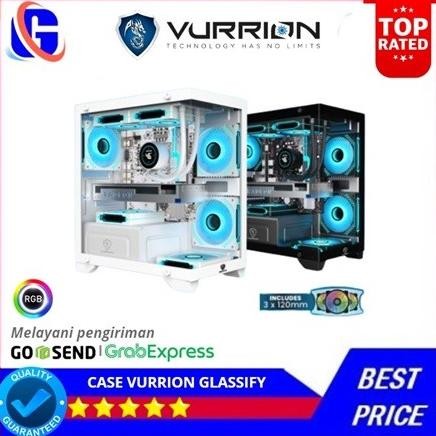 TERBARU - VURRION GAMING CASE GLASSIFY FREE 3 FAN RGB - CASSING