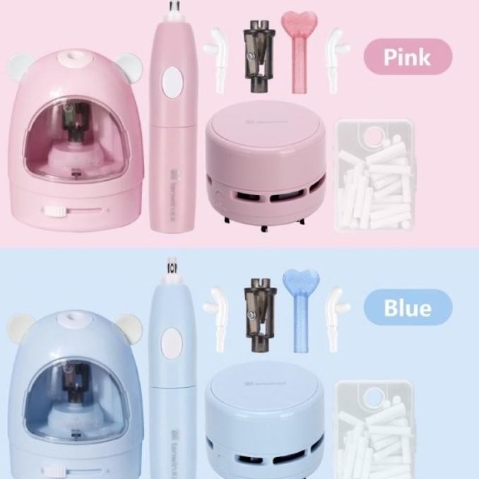 

tenwin electric stationery set alat tulis penghapus serutan electric