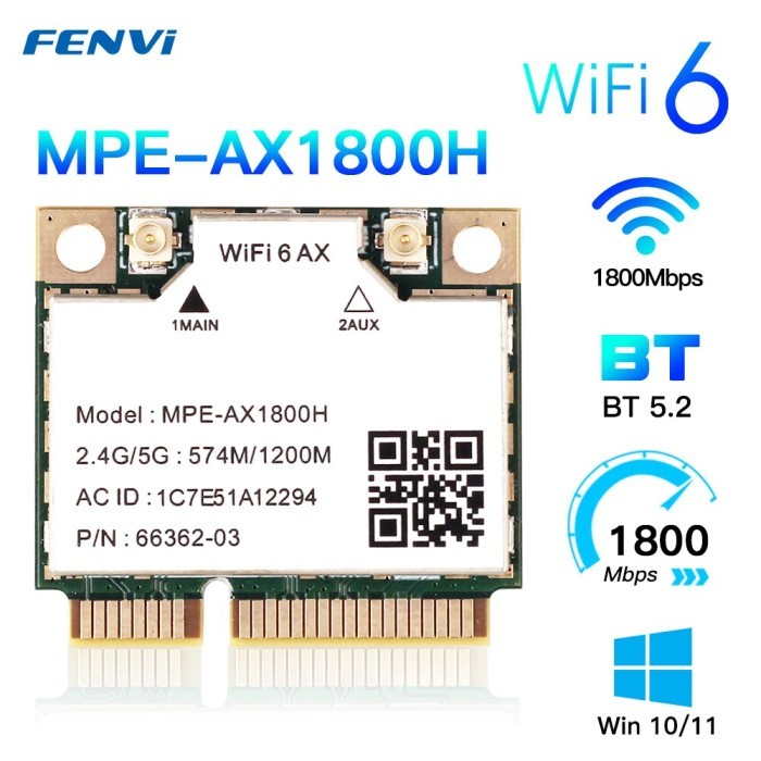 Wifi 6 Card Wireless MT7921 BT 5.2 mini pcie 5ghz dual band AC AX