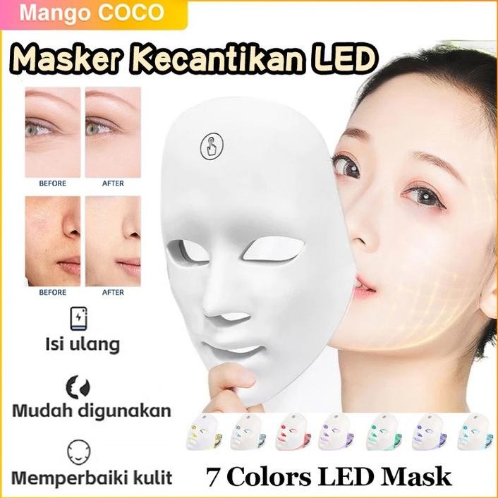 Pdt Led Masker Lht 7 Warna Led Mask Photon Therapy Alat Perawatan Wajah Penggunaan Pengisian Daya 7 