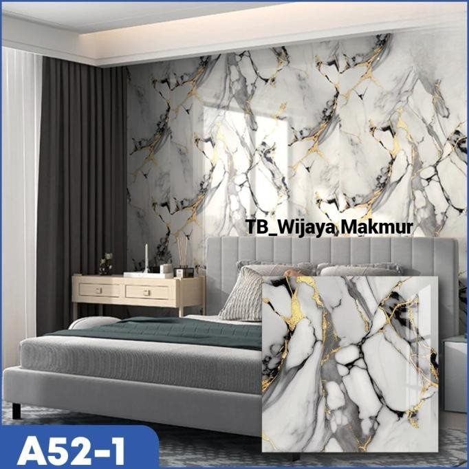 

TERSEDIA WALLPAPER MOTIF 3D MARMER BLACK GOLD DINDING MARBLE 1 ROLL 1,2 X 2,44M FOAM PVC VINYL A52-1
