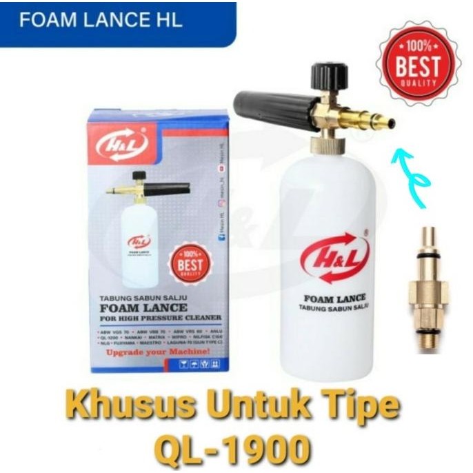 

TERSEDIA FOAM LANCE UNTUK QL 1900 H&L TABUNG SABUN SNOW WASH SALJU