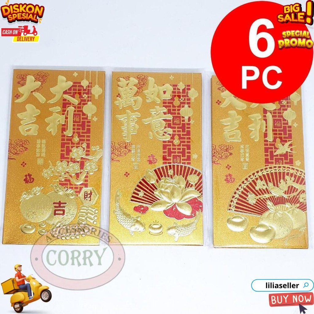 

Angpao Imlek Isi 6 Kuning Emas Gold Bunga 17 Cm Amplop D Best Seller