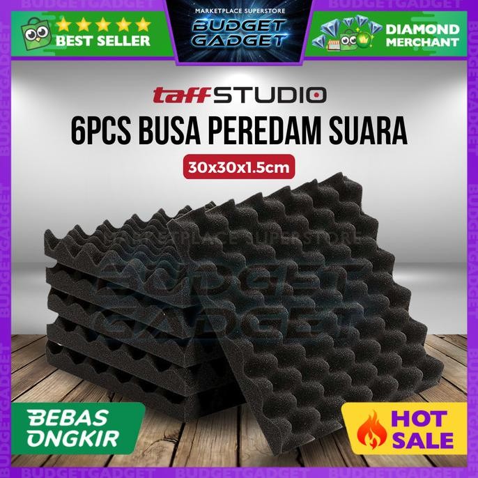 

TERSEDIA TAFFSTUDIO 6PCS BUSA PEREDAM SUARA SOUNDPROOF EGG FOAM 30X30X4CM