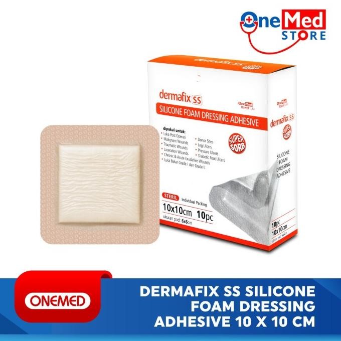 

TERSEDIA DERMAFIX SILICONE FOAM DRESSING ADHESIVE 10X10CM SUPERSORB BOX ISI 10