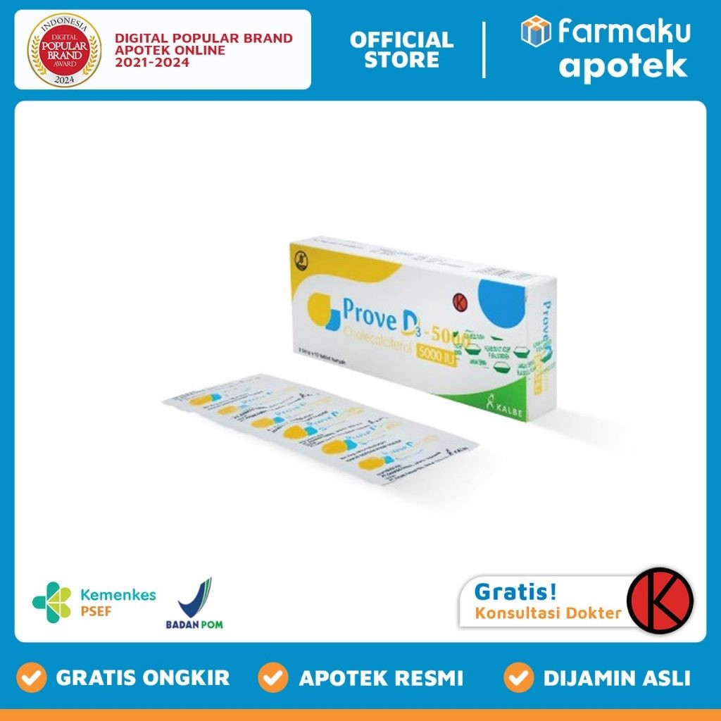 Prove D3 5000 IU Strip 10 tablet kunyah - SLW