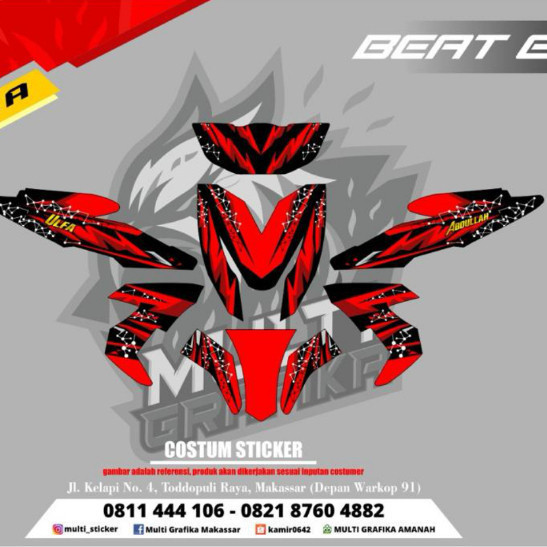 Striping Stiker BEAT Karbu Decal Aksesoris Emblem Motor Honda BEAT Variasi 2008 2009 2010 2011 2012