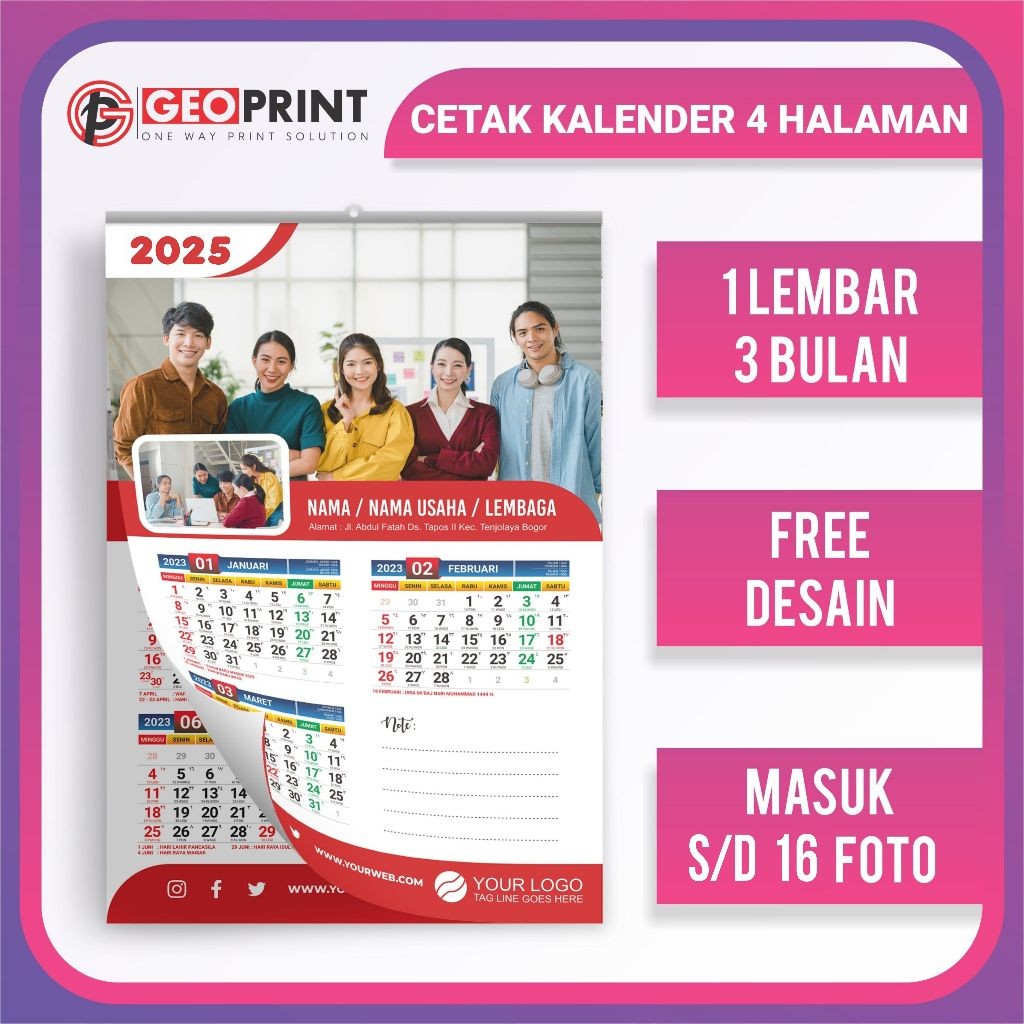 

CETAK KALENDER DINDING 4 HALAMAN FOTO SENDIRI TAHUN 2025 CUSTOM FOTO SENDIRI UKURAN A3