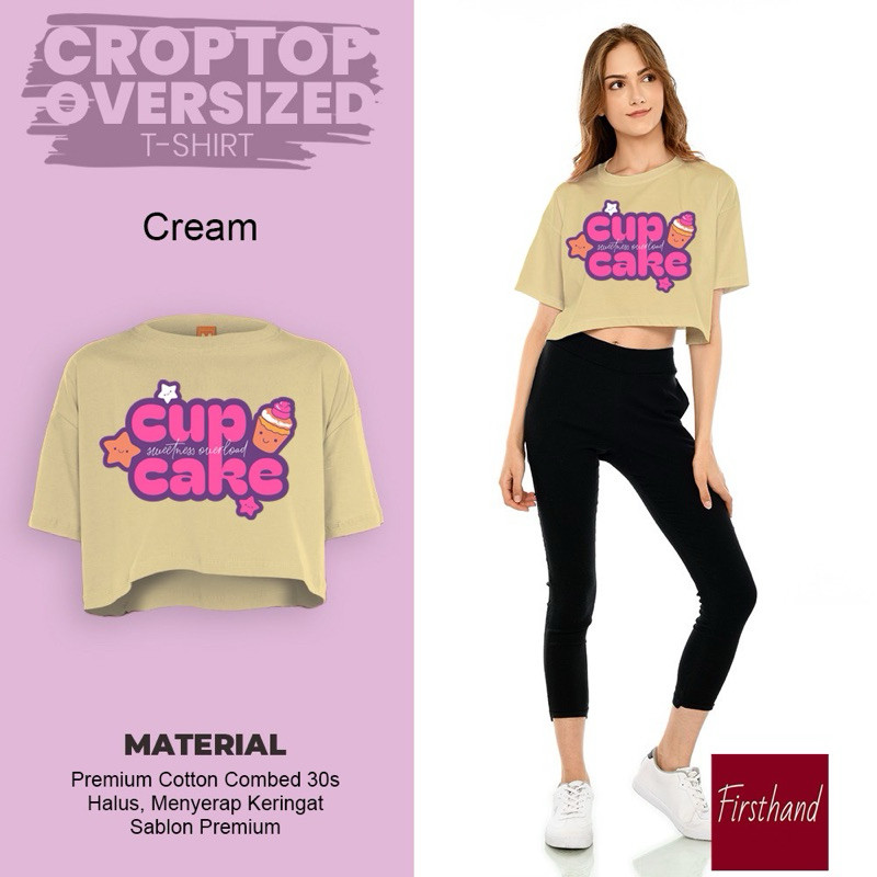 Kaos Crop Cupcake Baju Crop Oversize Atasan Crop Top Wanita Cewek Original Katun