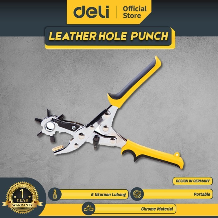 

Deli Tools Punch Pliers / Tang Pembolong Gesper 9 Inch Material Chrome KOMPLIT Kode 128