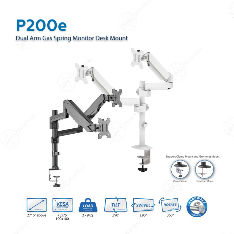 Bracket Oximus P200e Monitor Deskmount Gas Spring Tilt Swivel Rotate