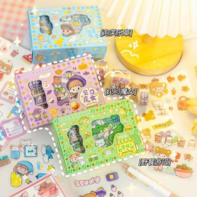 

pui Sticker Box Roll MOMO Stiker Waterproof DIY Lucu Scrapbook - MOMO ROLL