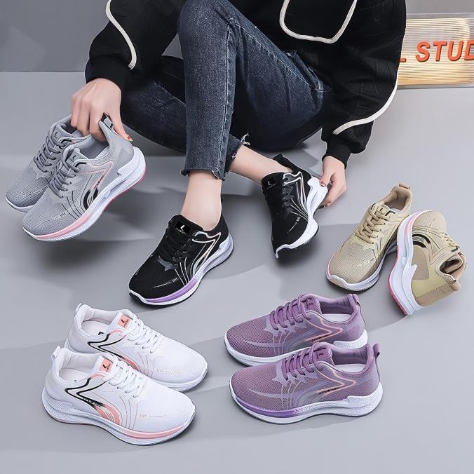 Jual Sepatu Sneakers Wanita Import Running Shoes Wanita Bertali Lv0503