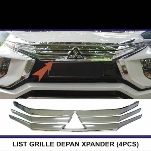 Lis List Grille Grill Radiator Depan Bumper Mitsubishi Xpander Exceed Sport Chrome Crome 3 Baris Kom
