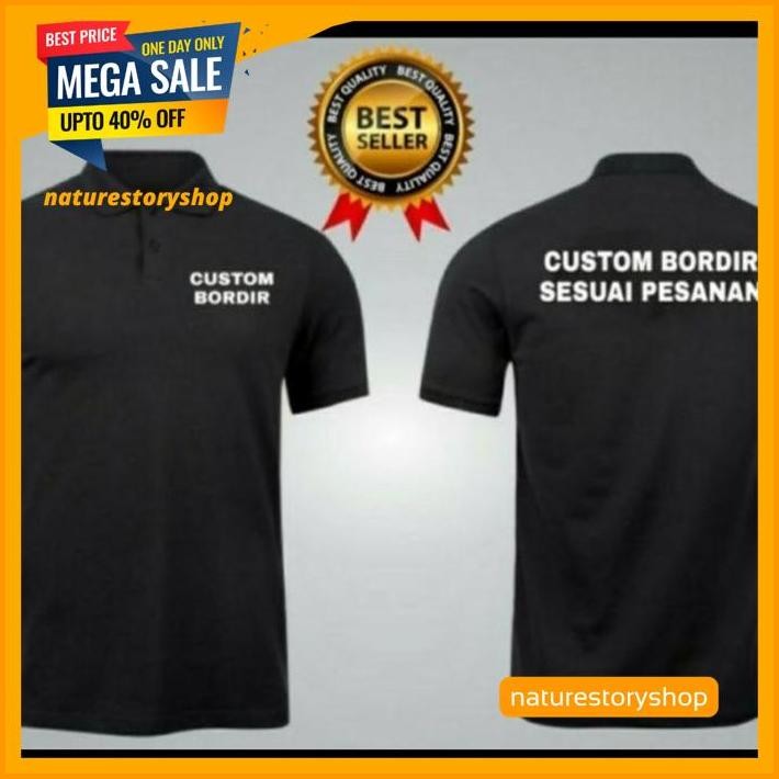 KAOS POLO SHIRT TSHIRT BAJU KERAH BORDIR LOGO SATU POLOS   CUSTOM SABLON  BEST DEAL 