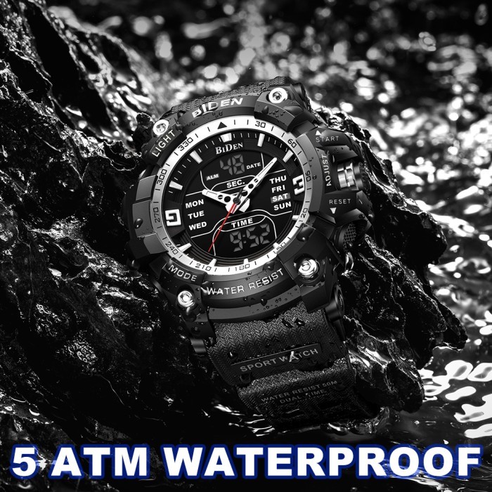 Biden Jam Tangan Pria Militer Tali Silikon Digital&Analog Display Jam