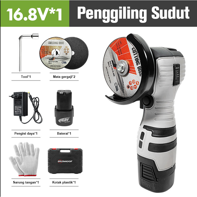 16.8V Angle Grinder Mesin Gerinda Tangan Gerinda Cordless Elektrik Gerinda Baterai Portable