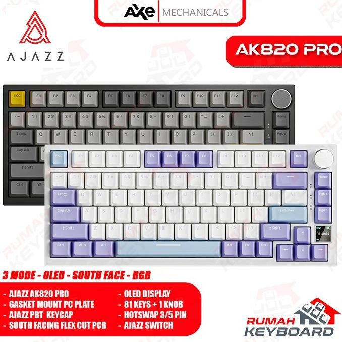 MECHANICAL KEYBOARD - AJAZZ AK820 PRO - 75% - OLED - GASKET - SOUTH