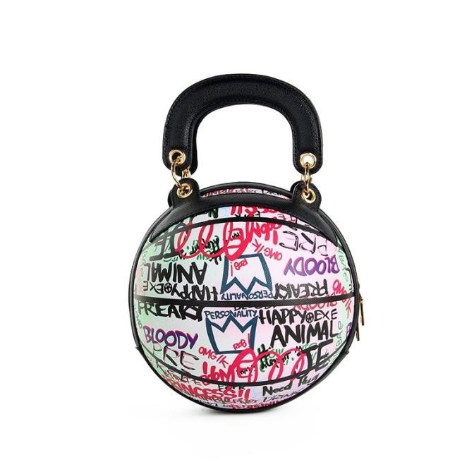 Tas Wanita Bentuk Bola Basket Motif Graffiti / Tas Bola Selempang KS88