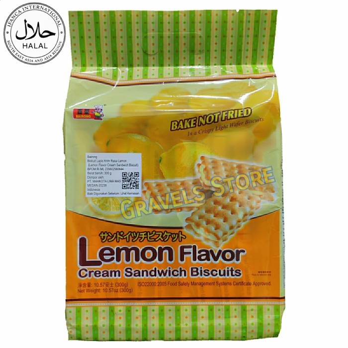 

Logo Halal Bairong Lemon Andwich Bicuit Biuit Raa Lemon