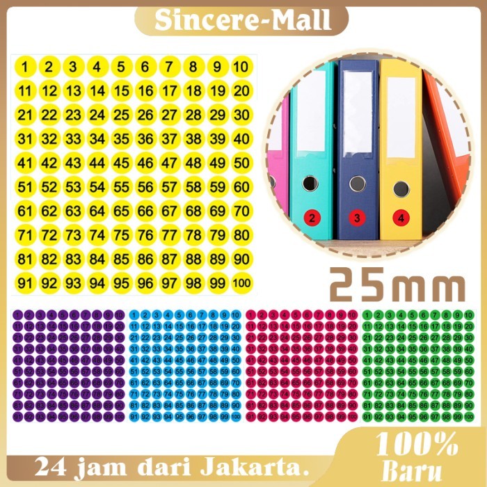 5 Lembar Stiker Bulat Sticker Dot Polos Sticker Bulat Kecil Sewarna