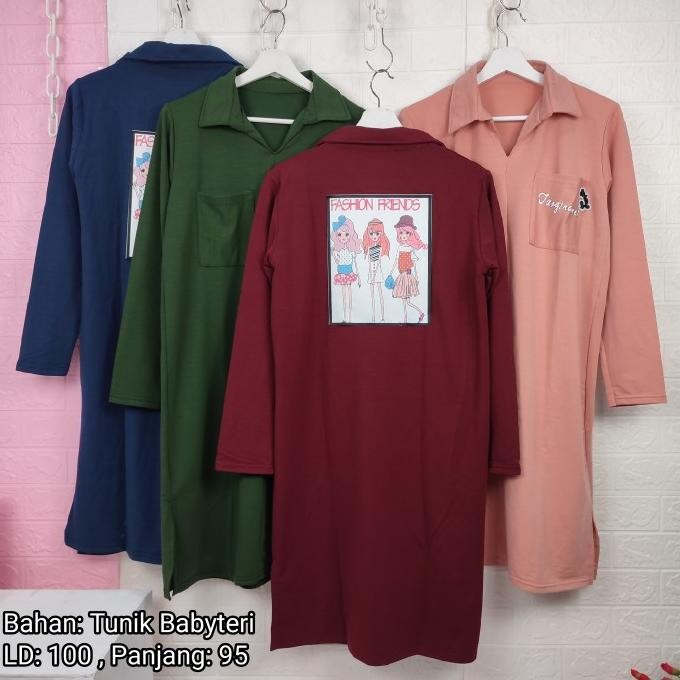 

Sale! Atasan tunik leher kerah motif FASHION FRIENDS
