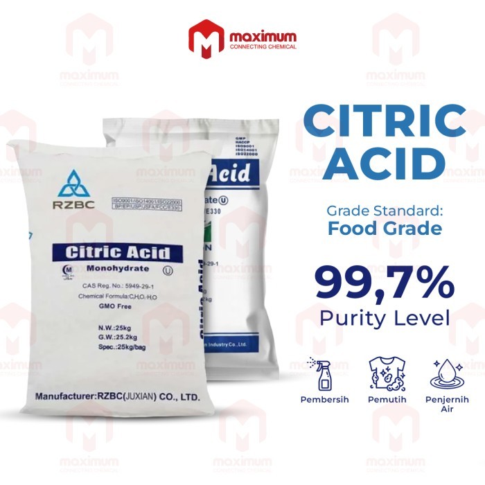 

[KHUSUS GOJEK/GRAB] Citric Acid/Asam Sitrat/Asam Citrun 1 SAK(25KG)