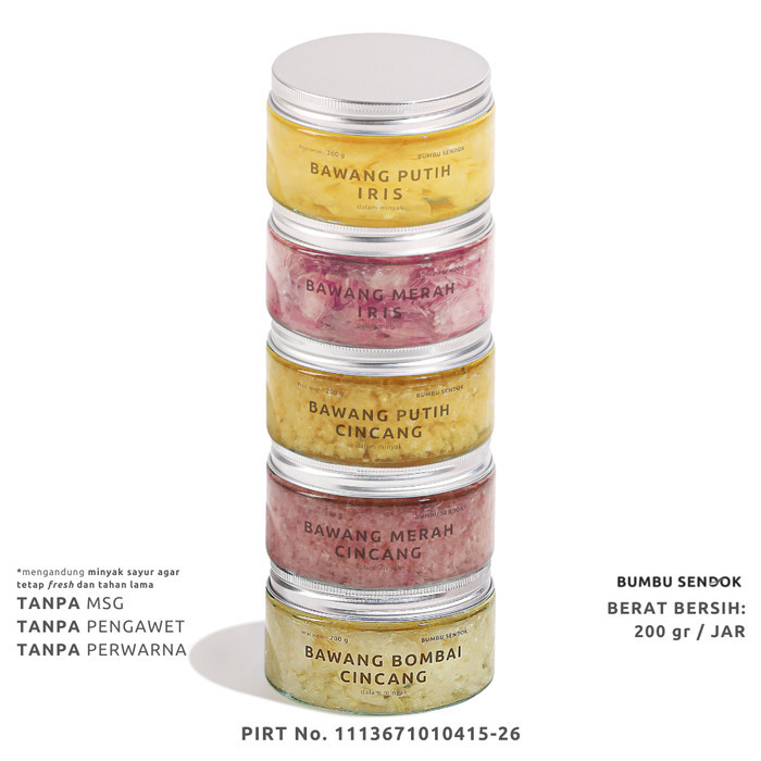 

BUMBU SENDOK Paket (5 Jar) Bawang Putih, Merah, Bombai 200g
