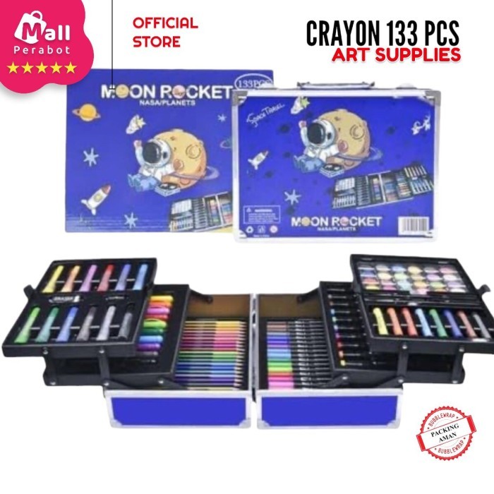 

Mall Perabot Crayon Set 133 Pcs Koper Aluminium Besi Box Alat Lukis Anak Koper Set Krayon Mewarnai