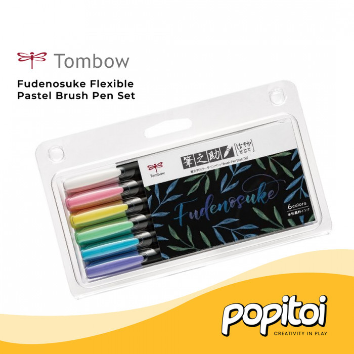 

Tombow Fudenosuke Flexible Pastel Brush Pen SET (6 pcs) Spidol Kaligrafi Warna Warni