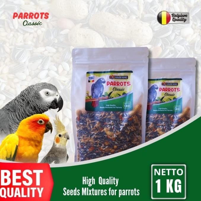 Ready Parrot Classic 1 kg Haver King Makanan Burung Parrot Afgrey Conure etc