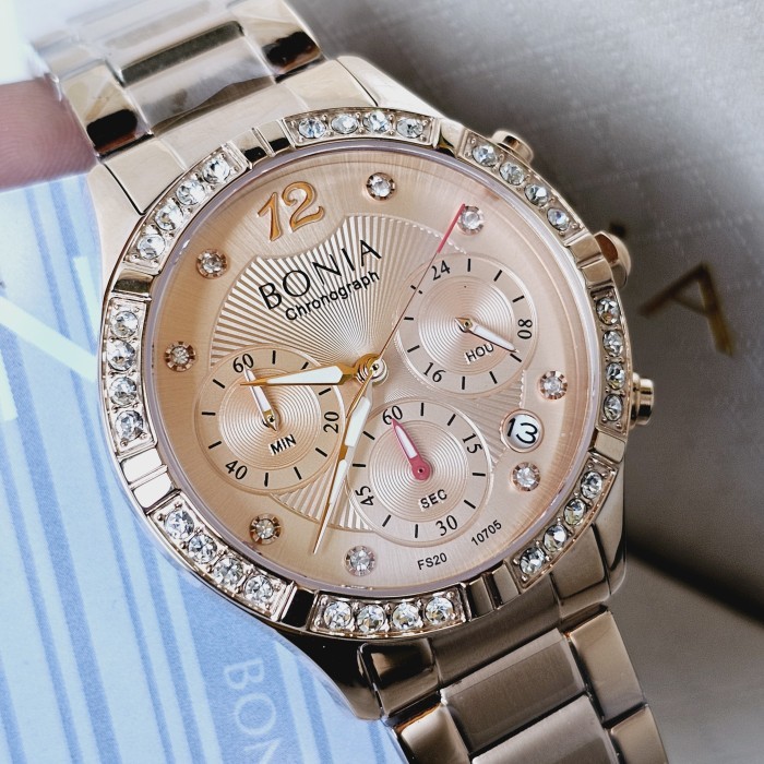 Bonia Bnb10705 Rosegold Jam Tangan Wanita Chrono Aktif Boom Sale