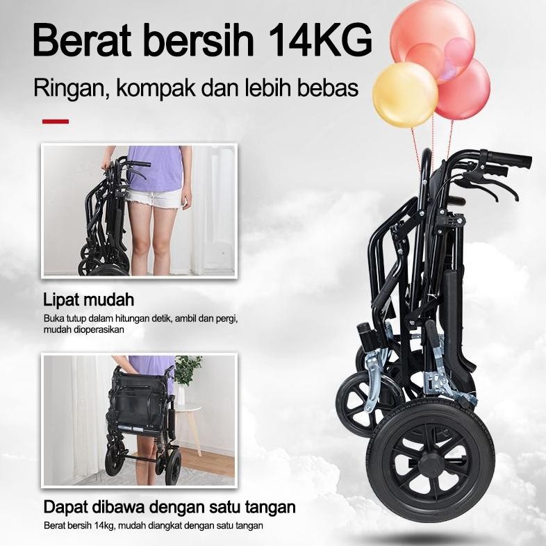 Kursi roda lipat ringan kecil/kursi dorong tangan lansia/kursi travel sederhana portabel ultra ringa