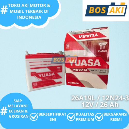 Aki Mobil Basah Yuasa 26A19L / 12N24-3 12V 26Ah