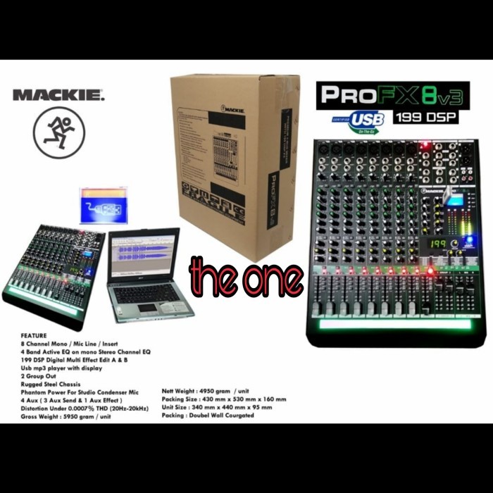 Mixer Audio Mackie Profx8V3 Pro Fx8V3 Pro Fx8 V3 8 Channel