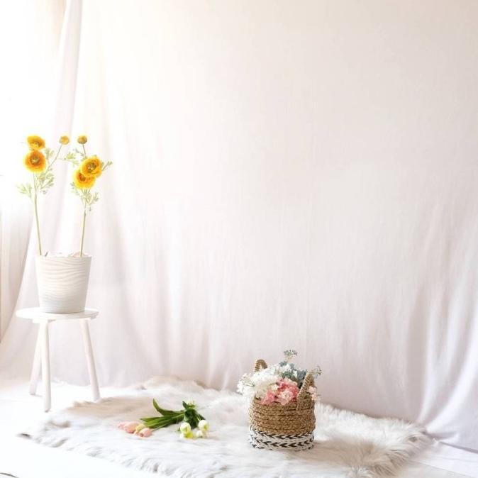 Ready KAIN BACKDROP BACKGROUND DEKORASI POLOS LAYAR FOTO LATAR PUTIH 3,3M