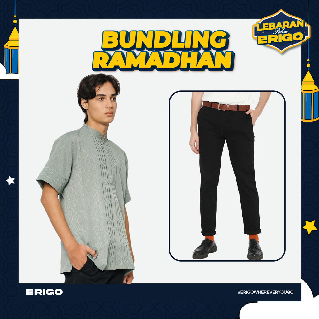 Erigo Chino Pants & Koko Short Bundling K | Chino Sirius Black, Koko Haikal Green