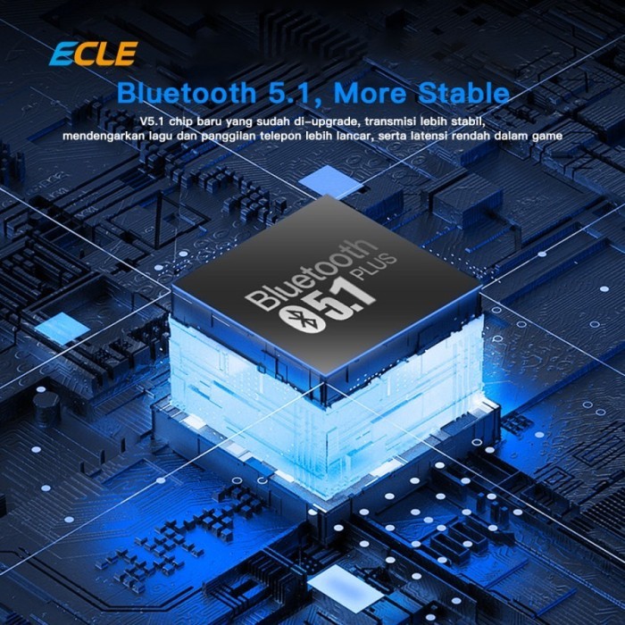 Ecle Earphone Waterproof Wireless Led Bluetooth 5.0 Headset Audio Bass