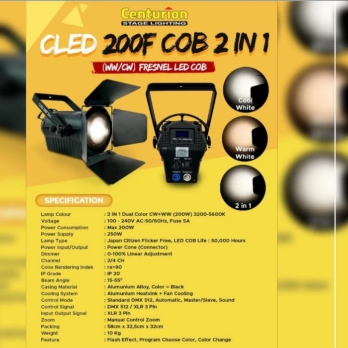 Murah LAMPU PARLED CENTURION RGBW 543X/2010 5in1/Fresnel 543X WW/200F/300F Non COD