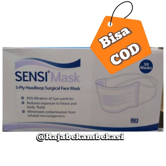 Murah MASKER SENSI HIJAB / MASKER SENSI HEADLOOP ISI 50 PCS Non COD
