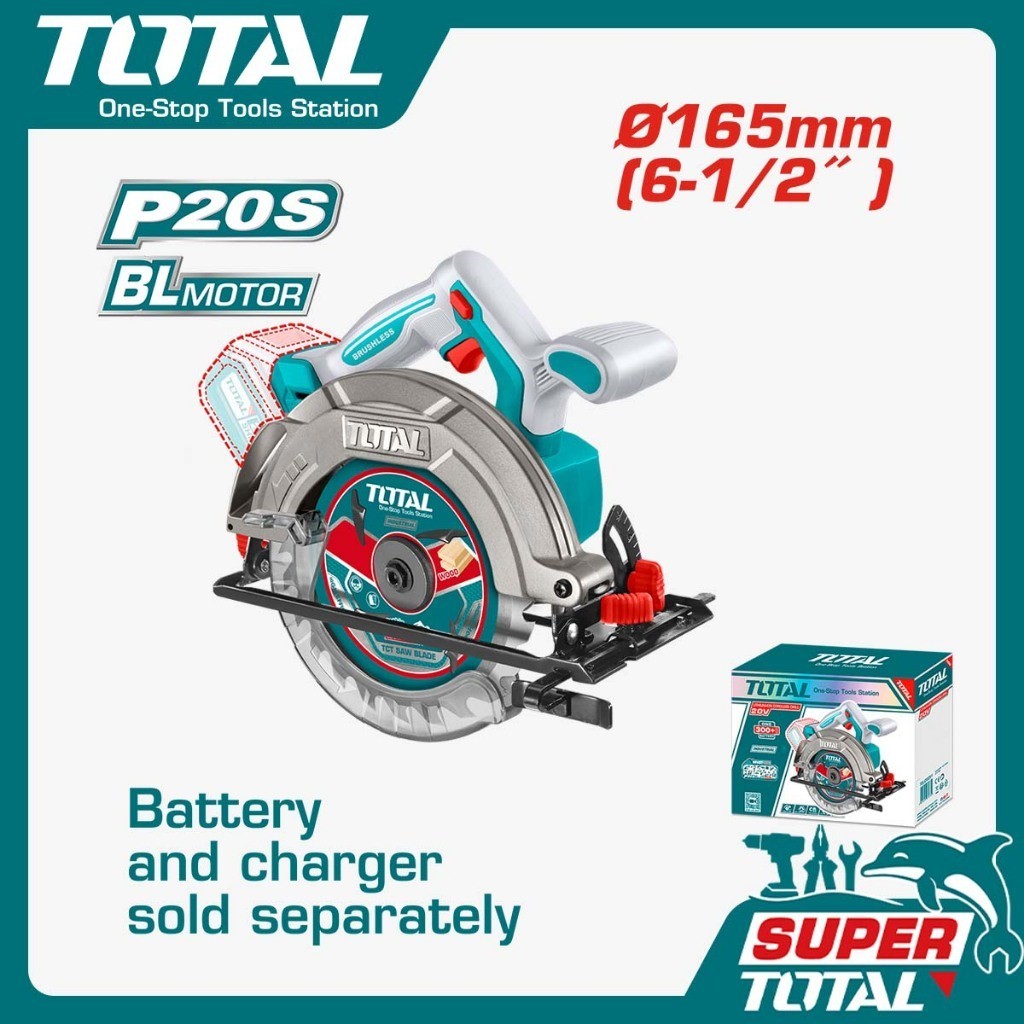 TOTAL Gergaji Bundar Baterai / Cordless Circular Saw TSLI1652